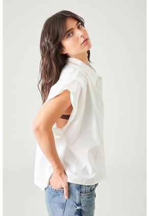 Tennis Camisa Boxy Con Hombros Caídos En Algodón Blanco Para Mujer