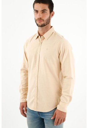 Camisa Clásica Amarilla Para Hombre