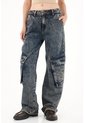 Tennis Jean Wide Leg Tiro Bajo Cargo Para Mujer de Tennis