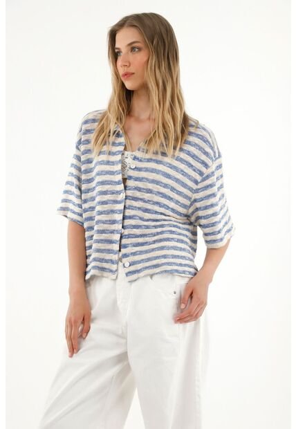 Tennis Camisa Tejida Con Diseño A Rayas Para Mujer