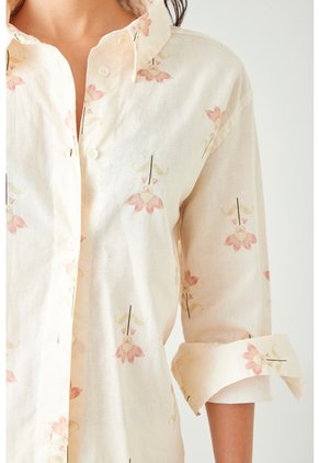 Tennis Camisa Relaxed Fit Con Flores En Algodón Crudo Para Mujer