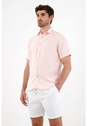 Camisa En Lino Rosada Para Hombre
