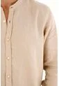 Tennis Camisa En 100% Lino Café Para Hombre de Tennis