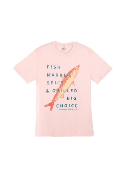 Camiseta Rosada Estampada En Frente Para Hombre