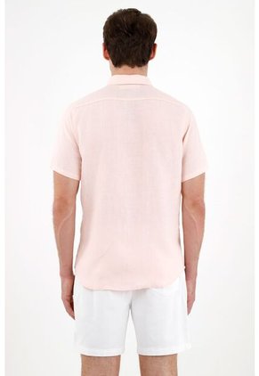 Camisa En Lino Rosada Para Hombre