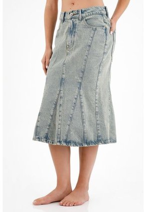 Falda Azul Con Corte De Sirena Para Mujer