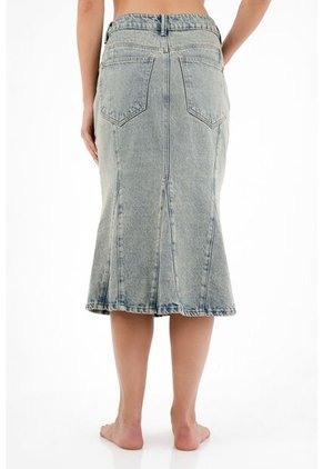 Falda Azul Con Corte De Sirena Para Mujer