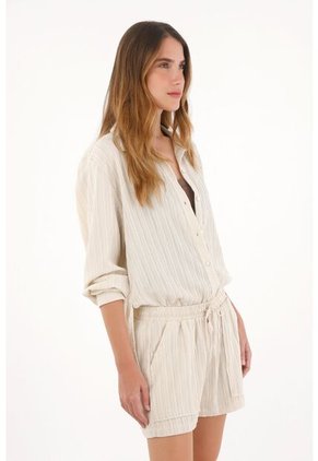 Tennis Short Con Pretina Elástica Y Textura Gris Para Mujer