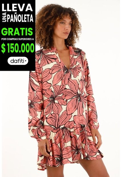 Vestido Manga Larga Estampado Para Mujer