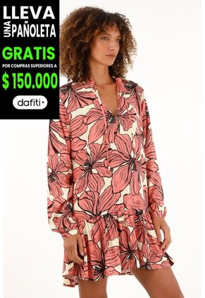 Vestido Manga Larga Estampado Para Mujer
