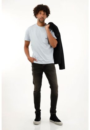 Tennis Jean Skinny Negro De Tiro Medio Para Hombre