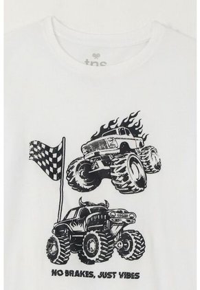 Camiseta Básica Con Estampado Blanca Para Niño