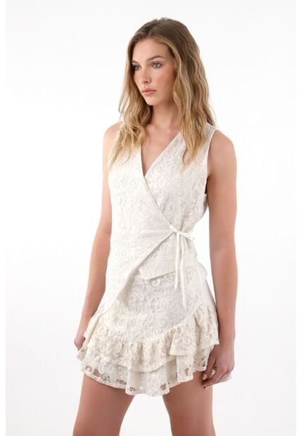 Chaleco Con Escote En V Crudo Para Mujer