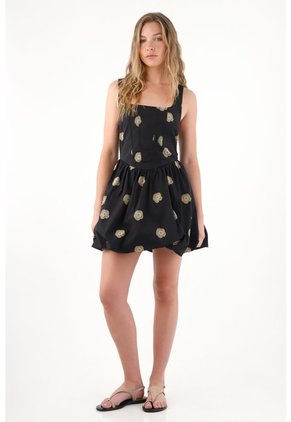Tennis Vestido Corto Con Falda Tipo Globo Y Flores En Relieve Para Mujer