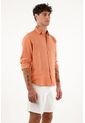 Tennis Camisa Manga Larga Naranja 100% Lino Para Hombre de Tennis