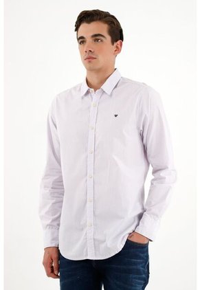 Camisa Morada Con Diseño A Rayas Para Hombre