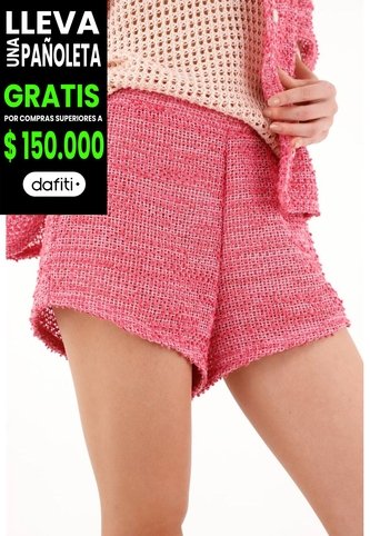 Bermuda Corta Rosada En Tweed Para Mujer Tennis