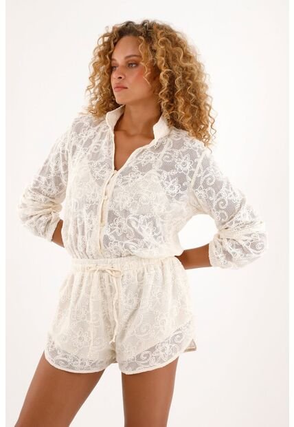 Enterizo Crudo Manga Larga Para Mujer