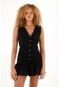 Tennis Vestido Corto Negro Con Falda Globo Para Mujer de Tennis