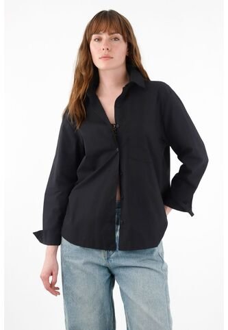 Tennis Camisa Amplia En 100% Algodón Negro Para Mujer Tennis