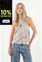 Tennis Camisa Con Boleros Y Detalles De Brillo Gris Para Mujer de Tennis