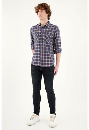 Tennis Camisa Preteñida Azul Para Hombre