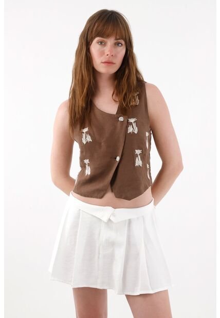 Tennis Falda Corta Con Tablas Crudo Para Mujer