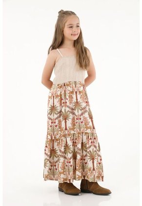Vestido Largo Estampado Para Niña
