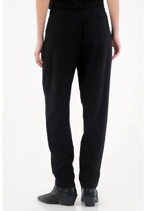 Tennis Pantalón De Tela Fluida Semi Ajustada Negro Para Mujer