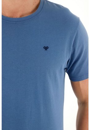 Tennis Camiseta Azul Con Mini Raqueta Bordada Para Hombre