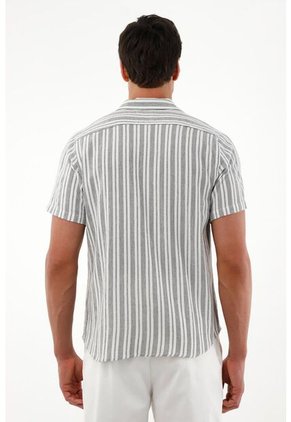 Camisa Tipo Bowling Manga Corta Crudo Para Hombre