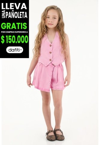Falda Short Rosada Con Tablas Para Niña Tennis