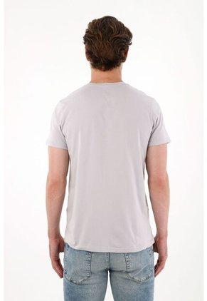 Tennis Camiseta Con Cuello Redondo En Rib Gris Para Hombre