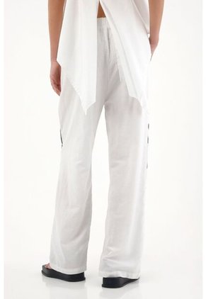 Tennis Pantalón Recto Con Efecto Bordado Blanco Para Mujer