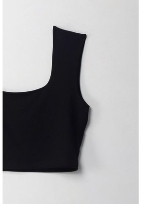 Tennis Camiseta Crop Manga Sisa Negra Para Mujer