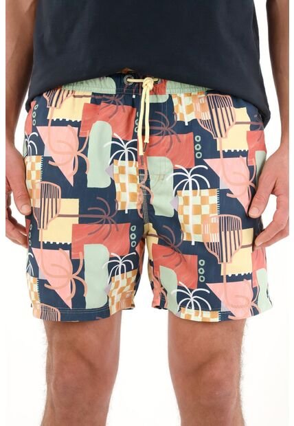 Tennis Pantaloneta De Baño Con Estampado Abstracto Multicolor Para Hombre