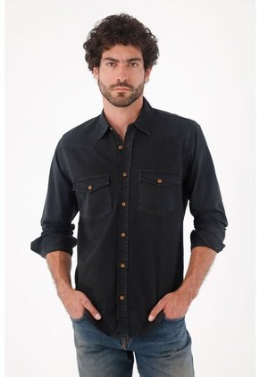 Tennis Camisa En Dril Con Bolsillos Negra Para Hombre