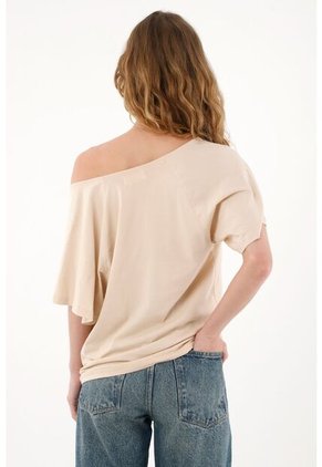 Tennis Camiseta Crudo Con Escote Drapeado Para Mujer