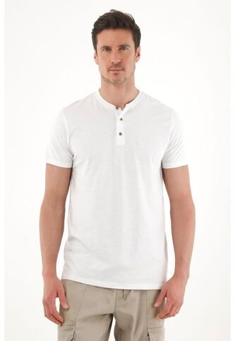 Tennis Camiseta De Cuello Neru Blanca Para Hombre Tennis