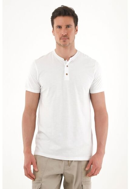 Tennis Camiseta De Cuello Neru Blanca Para Hombre