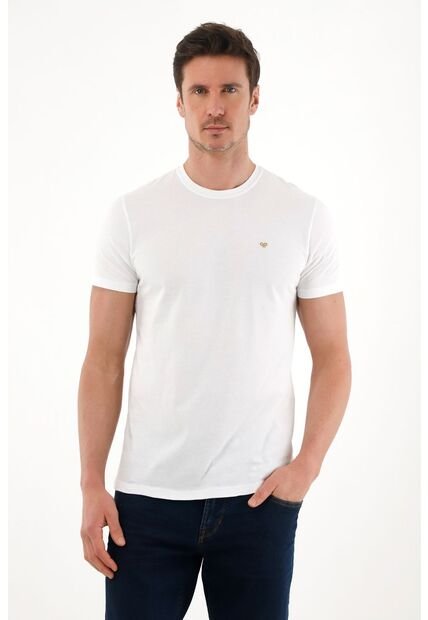 Tennis Camiseta Con Cuello Redondo Estampada Blanca Para Hombre