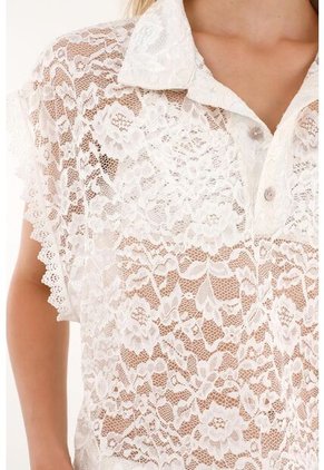 Tennis Camisa En Encaje De Silueta Amplia Para Mujer