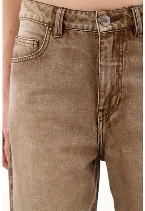 Jean Recto De Tiro Alto Café Para Mujer