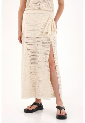 Falda Larga En Tela Tipo Malla Crudo Para Mujer Tennis