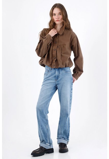 Tennis Chaqueta Relaxed Fit Con Detalle Fruncido En Algodón Marrón Para Mujer