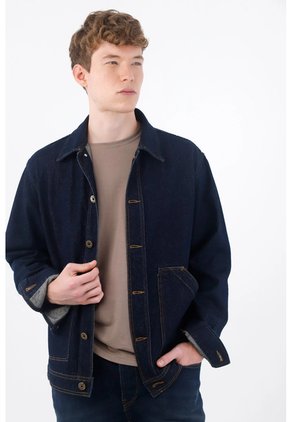 Tennis Chaqueta Fit Relajado Con Bolsillo Angular En Denim Para Hombre