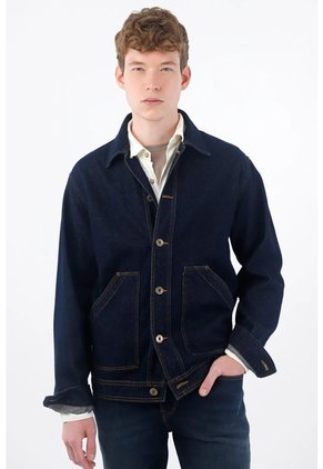 Tennis Chaqueta Fit Relajado Con Bolsillo Angular En Denim Para Hombre