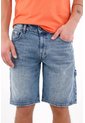 Tennis Bermuda Regular Fit Con Bolsillo Cargo Lateral De Algodón Azul Denim Claro Para Hombre de Tennis
