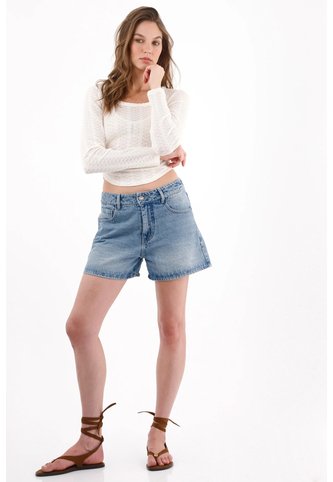 Tennis Bermuda De Tiro Corto Con Lavado Vintage En Denim Para Mujer Tennis