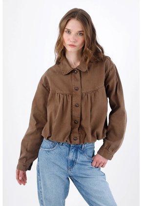 Tennis Chaqueta Relaxed Fit Con Detalle Fruncido En Algodón Marrón Para Mujer